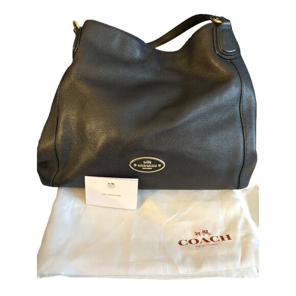 Coach Handbags - Coach Edie Shoulder Bag Black Leather w/ dust bag & care card